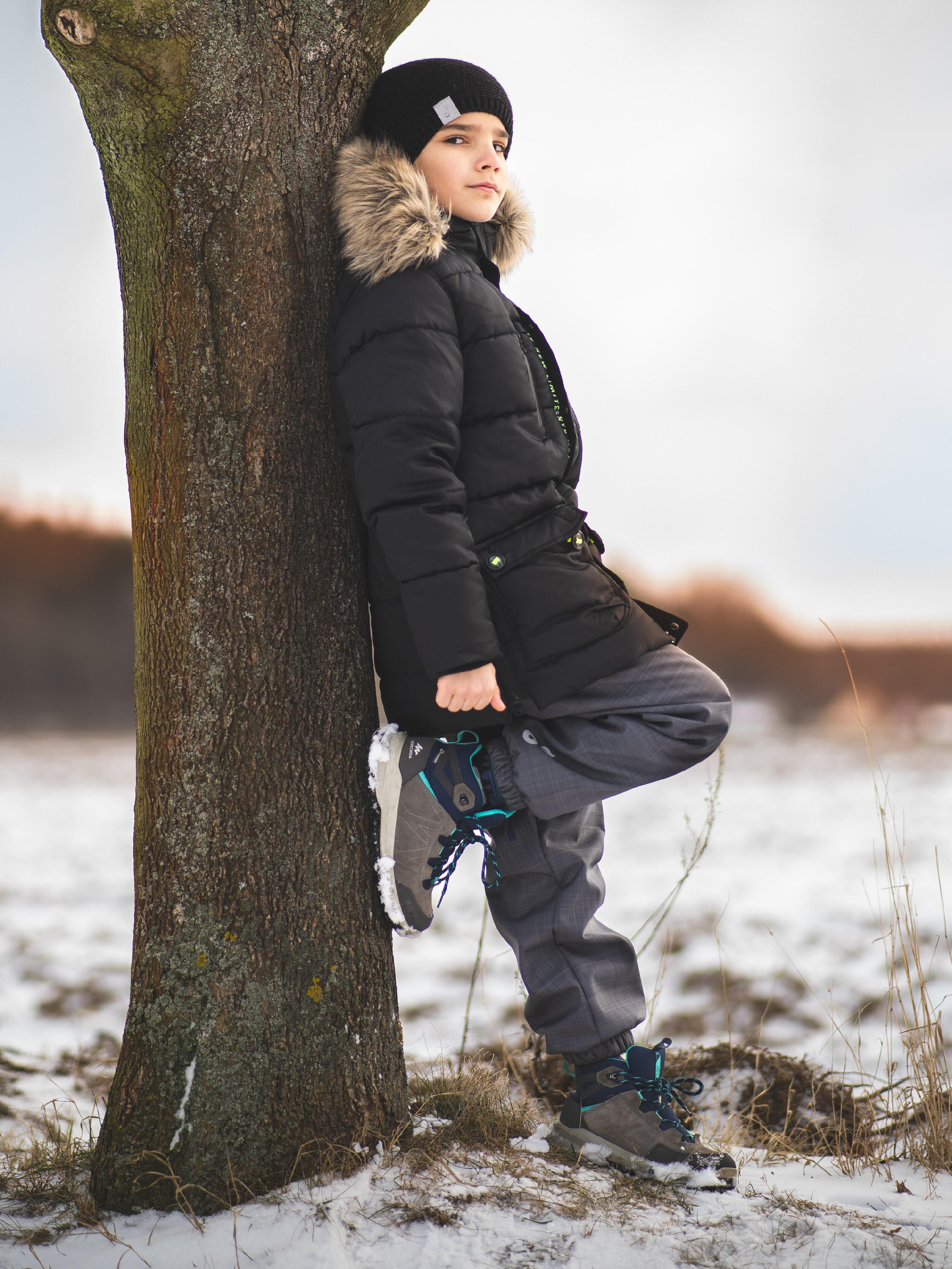 Softshell-Hose mit Teddyfutter für Kinder Light, Grau Gestromt, Schwarz Gestromt 6/7