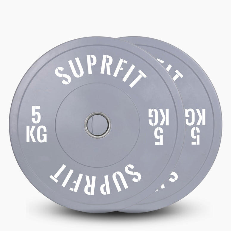 Colored Bumper Plates White Logo (Par) - 5 kg