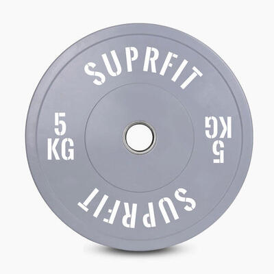Colored bumper plates white logo (individueel) - 5 kg