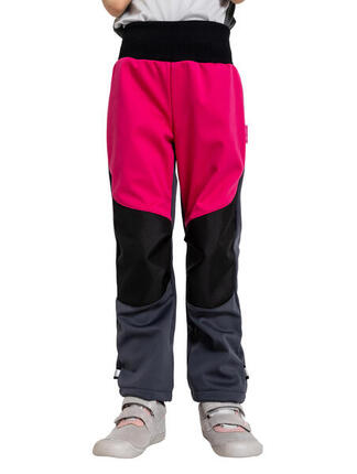 Elastische Softshell-Hose mit Fleece für Kinder Flexi, D. Grau, Fuchsia
