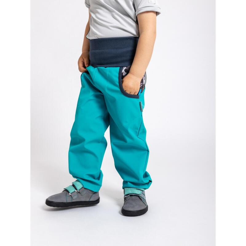 Dětské softshellové kalhoty s fleecem Basic, Sv. Smaragdová, Pejsci