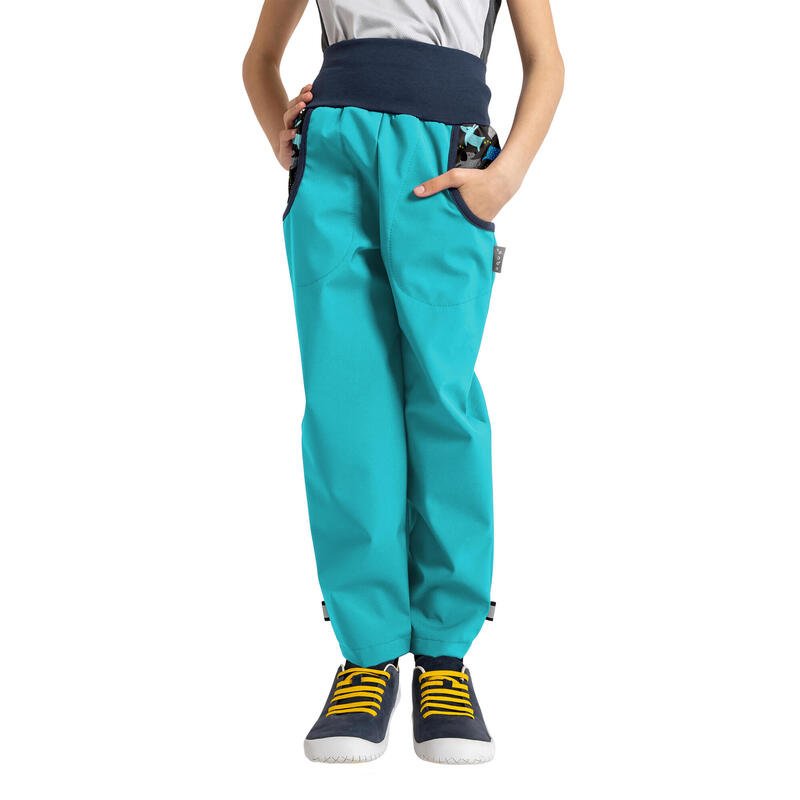 Dětské softshellové kalhoty s fleecem Basic, Sv. Smaragdová, Pejsci