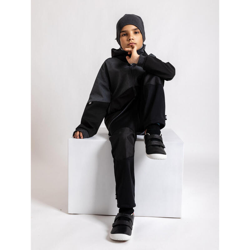 Dětské softshellové kalhoty s fleecem pružné Flexi, Černá, Černá
