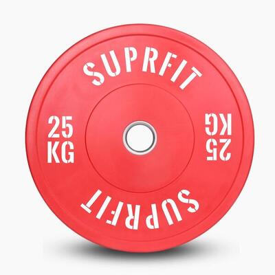 Colored bumper plates white logo (individueel) - 25 kg