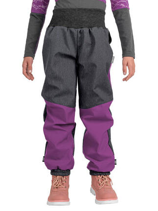 Softshell-Hose mit Fleece für Kinder Plus, Brombeere, Gestromtes Grau, Einhörner