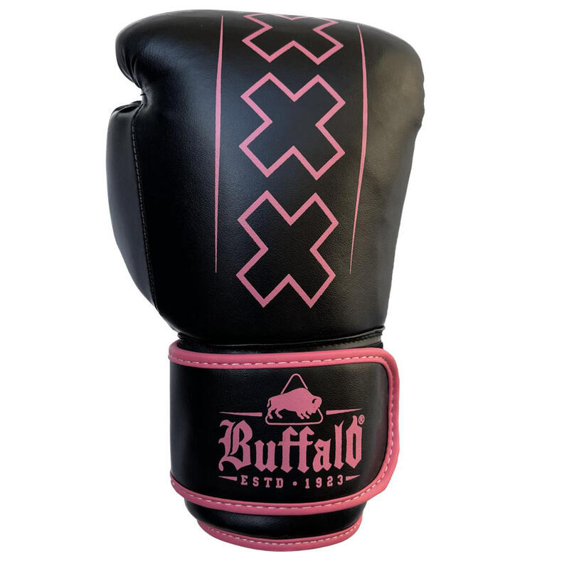 Buffalo Outrage guantes de boxeo negro con rosa 14oz