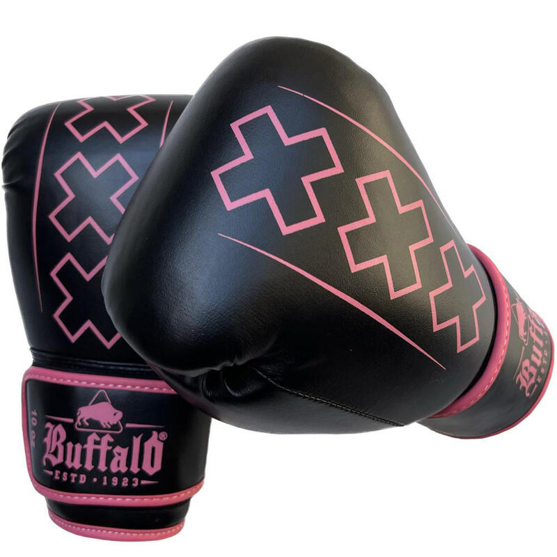 Guantes de boxeo Buffalo Outrage negro con rosa 10oz