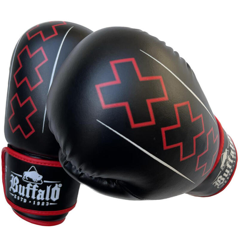 Buffalo Winner guantes de boxeo negro con rojo 12oz
