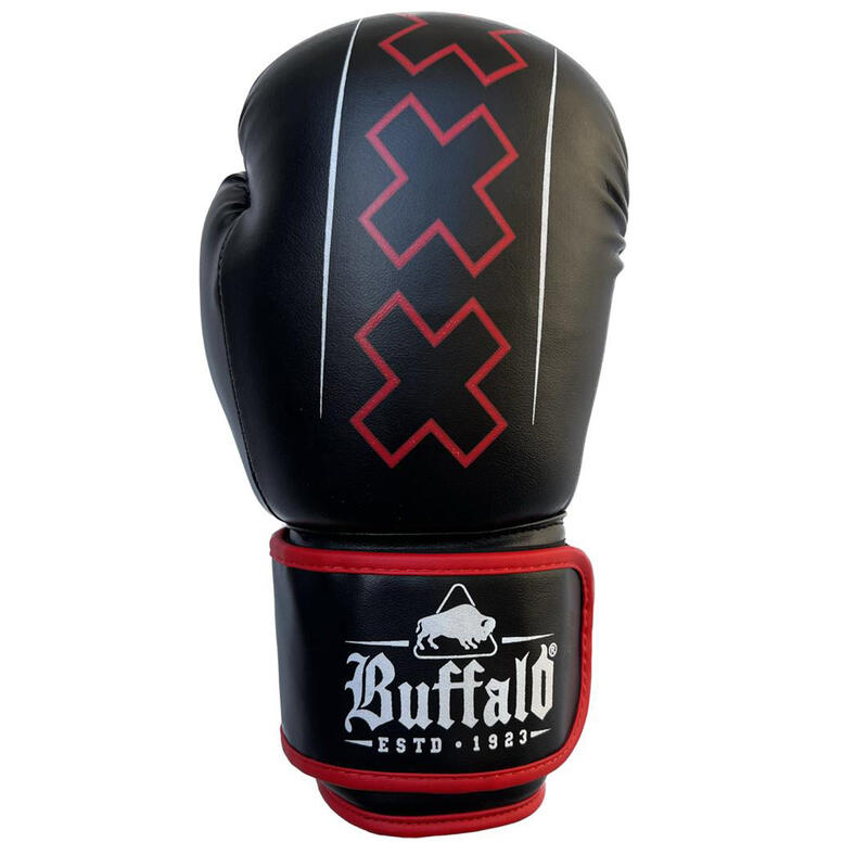 Buffalo Winner guantes de boxeo negro con rojo 14oz