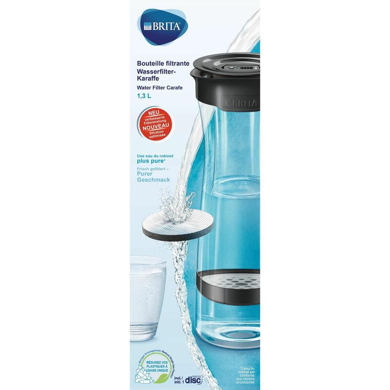 Fill & Serve Waterfilterkan met 1 MicroDisc Filter 1,3L - Zwart