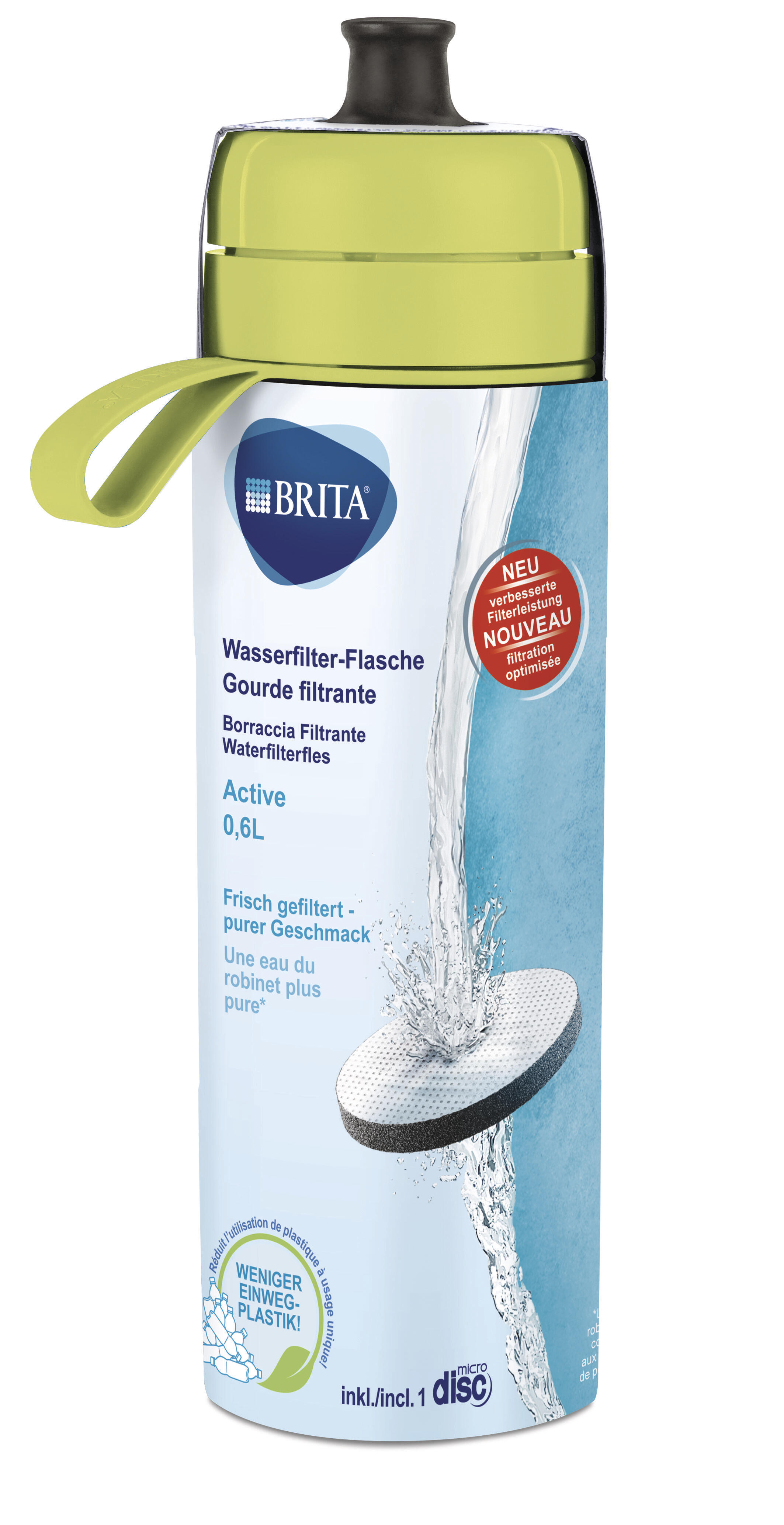 Waterfilterfles - Fill & Go ACTIVE - 0,6L - Inclusief MicroDisc waterfilter 3/5