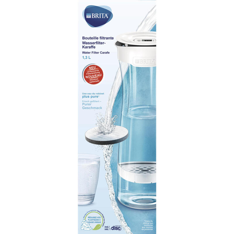 Bouteille Filtrante BRITA 1,3 L Gris Pastel - MicroDisc Inclus - Réduit Chlore, PFAS, Particules - Écologique