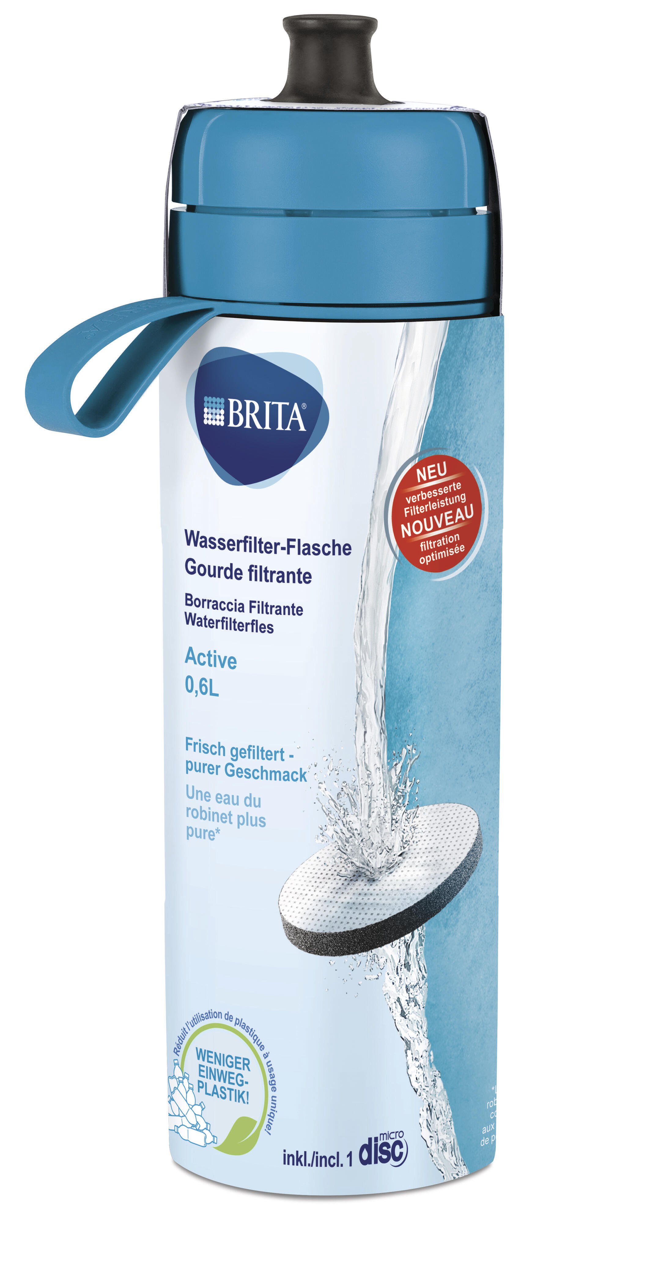 Waterfilterfles - Fill & Go ACTIVE - 0,6L - Inclusief MicroDisc waterfilter 3/5