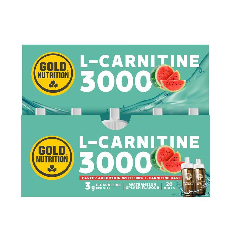 L Carnitina lichida fiole, GoldNutrition, pepene rosu 3000, 20 shot-uri