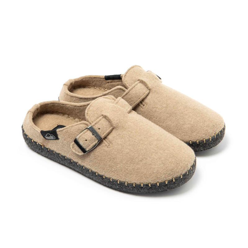 Slippers Nuvola beige Gevoerde rubberen zolen