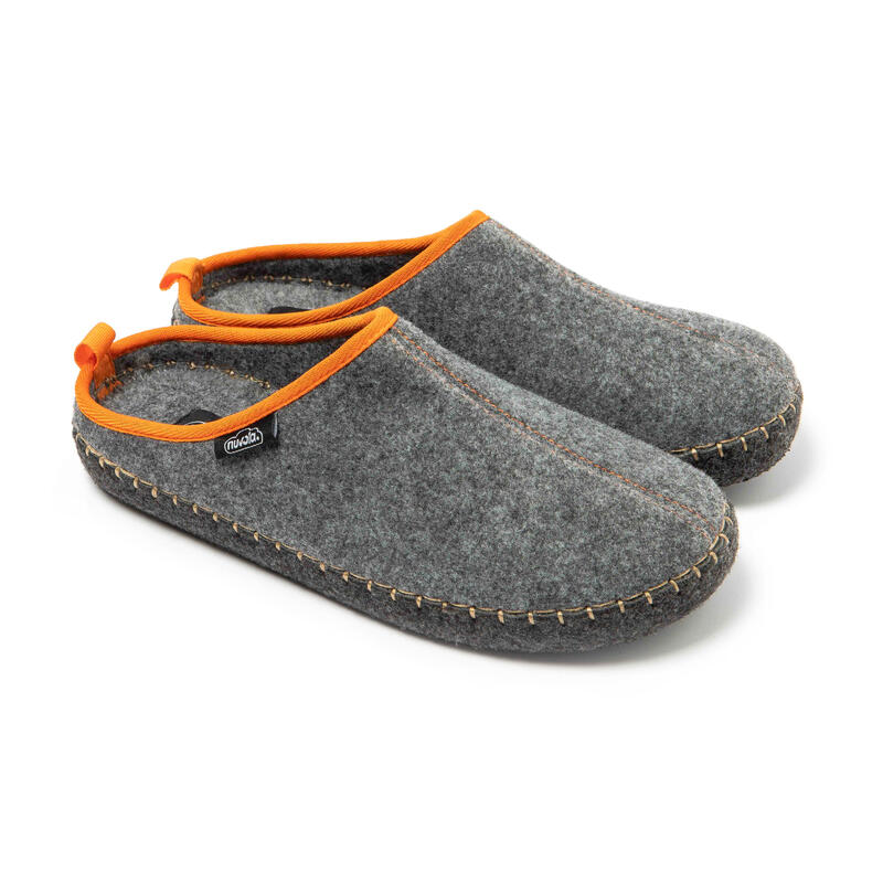 Chaussons unisex Nuvola gris orange Semelles en caoutchouc