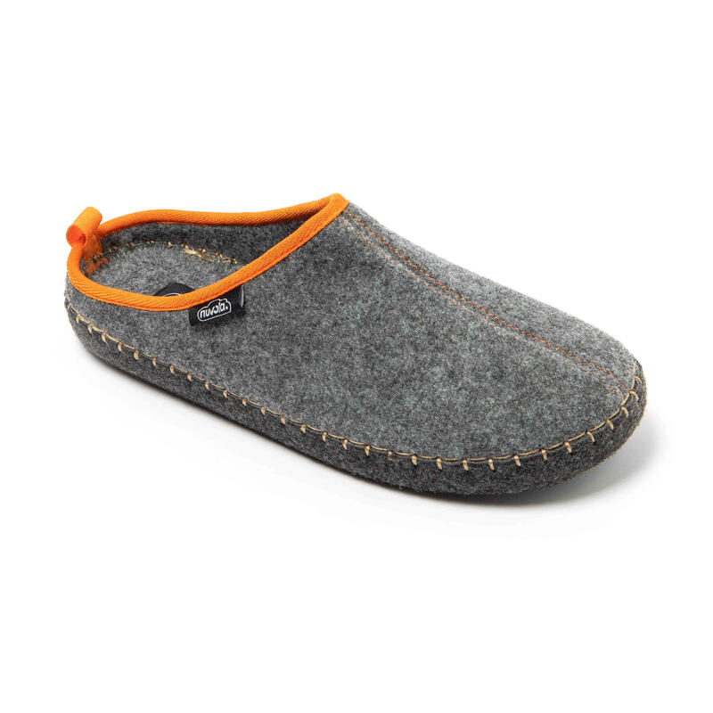 Chaussons unisex Nuvola gris orange Semelles en caoutchouc