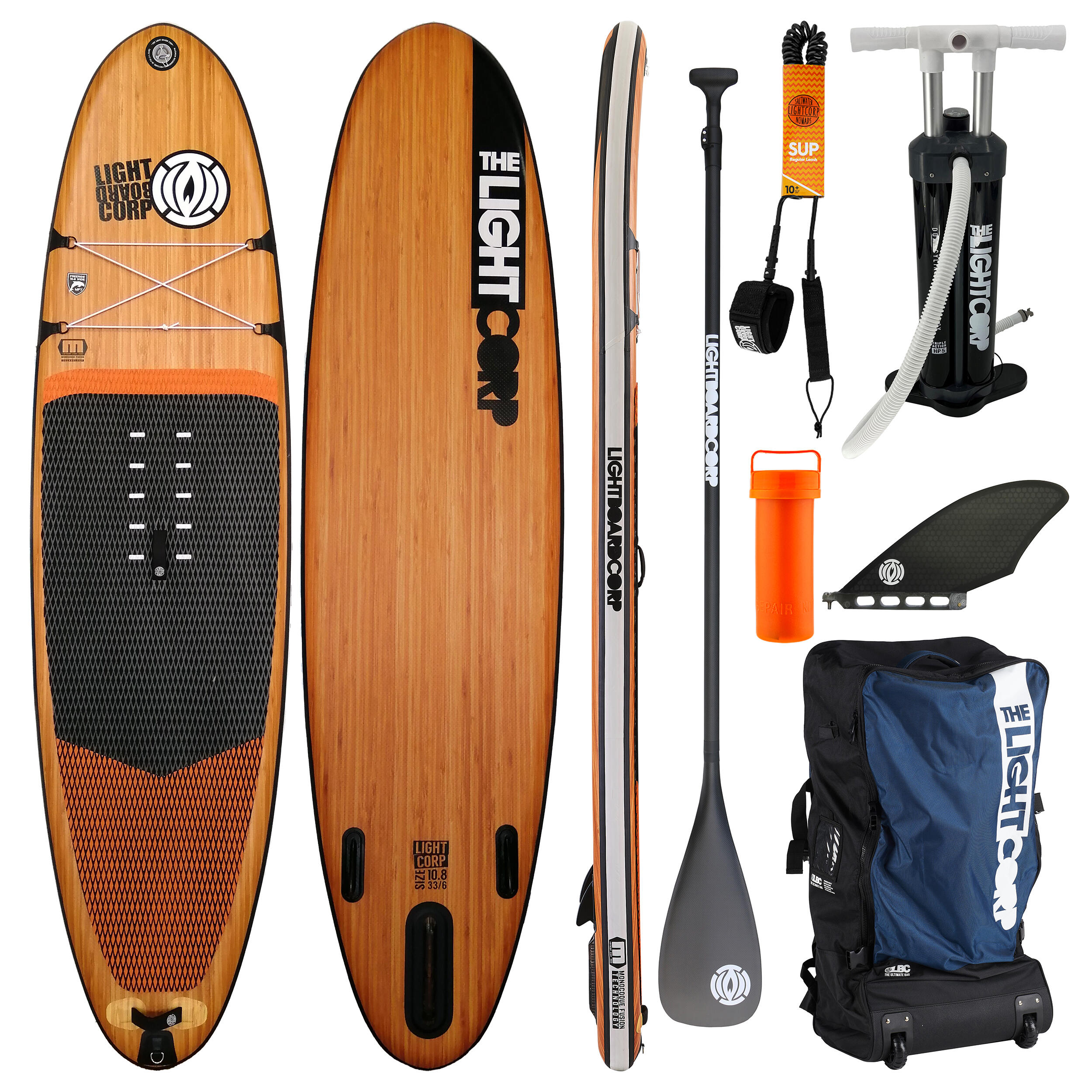 LIGHT BOARD CORP ISUP Mft Wood Freeride Package 10´8" x 33" x 6" incl. 100% Carbon Paddel