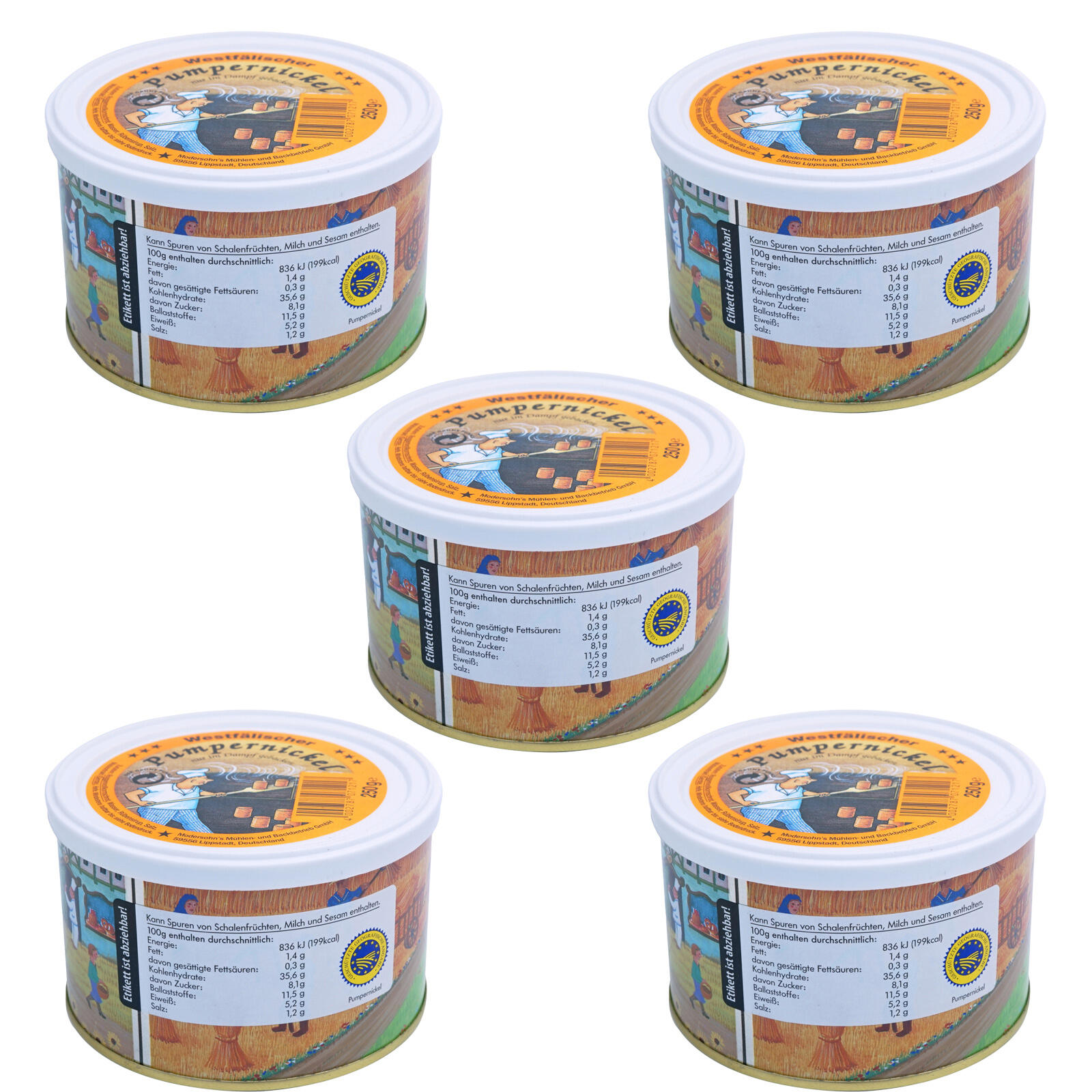 TREK'N EAT 5x Trekking Food Pumpernickel Blikken Brood Outdoor Maaltijd Vegan 250 g