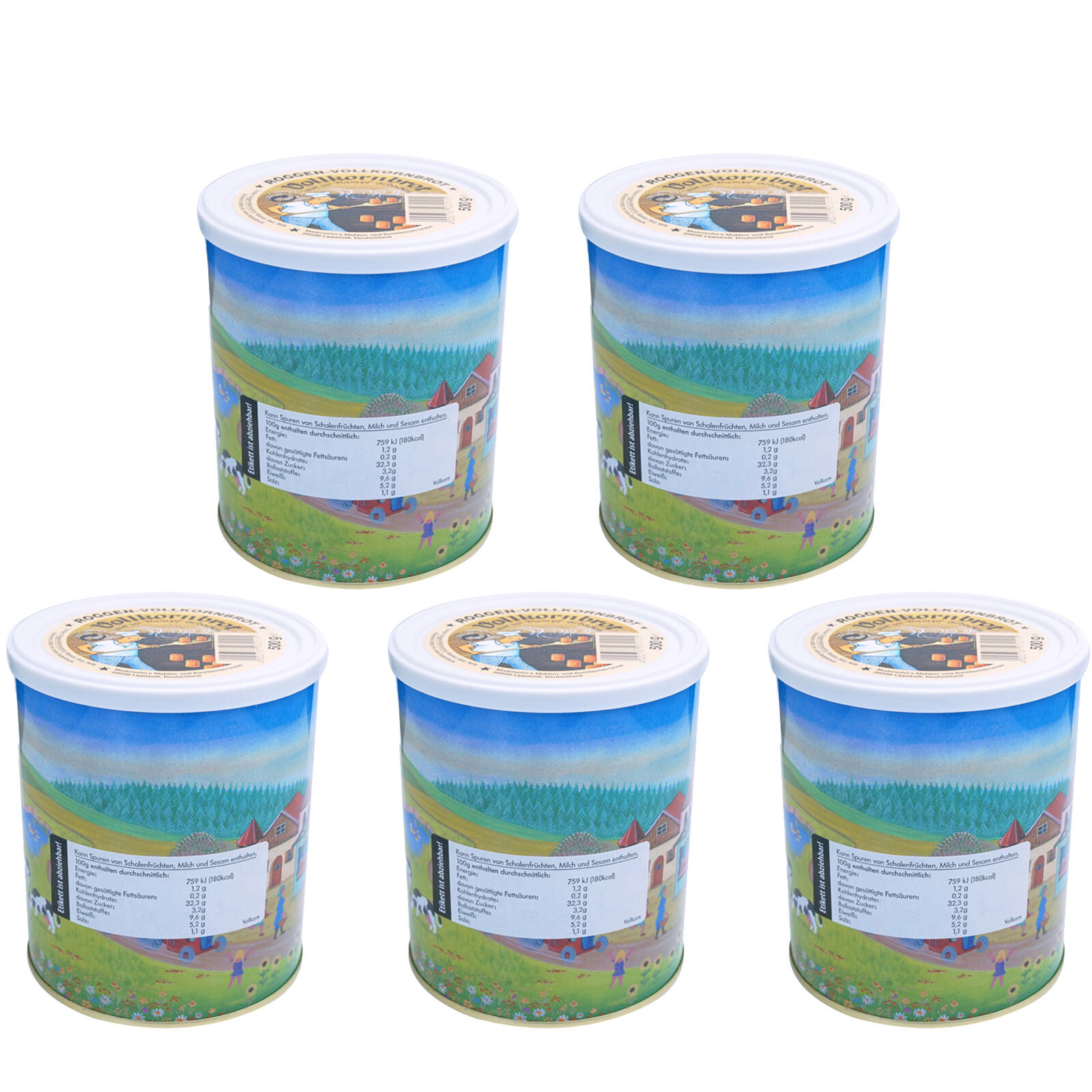 TREK'N EAT 5x Trekking Food Volkorenbrood Brood in blik Outdoor Maaltijd Vegan 500 g