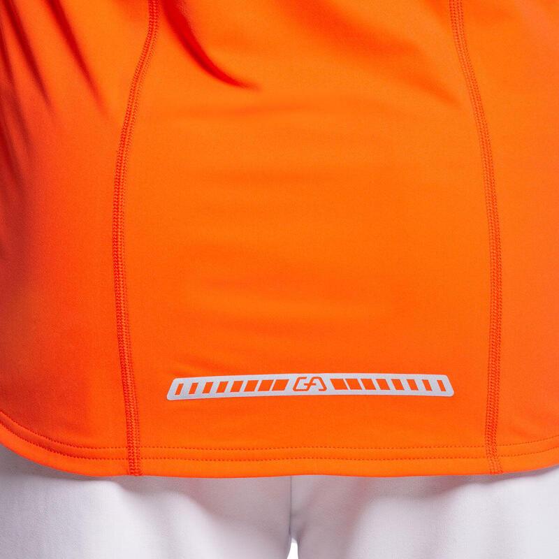 男裝側印透氣修身跑步健身運動長袖T恤 - 橙色