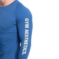 Men Printed Tight-Fit Long Sleeve Gym Running Sports T Shirt Tee - Navy  blue - Decathlon