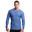 男裝修身LOGO跑步健身運動長袖T恤 - 藍色