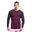 Men Dual-Color Tight-Fit Long Sleeve Gym Running Sports T Shirt Tee - Purple