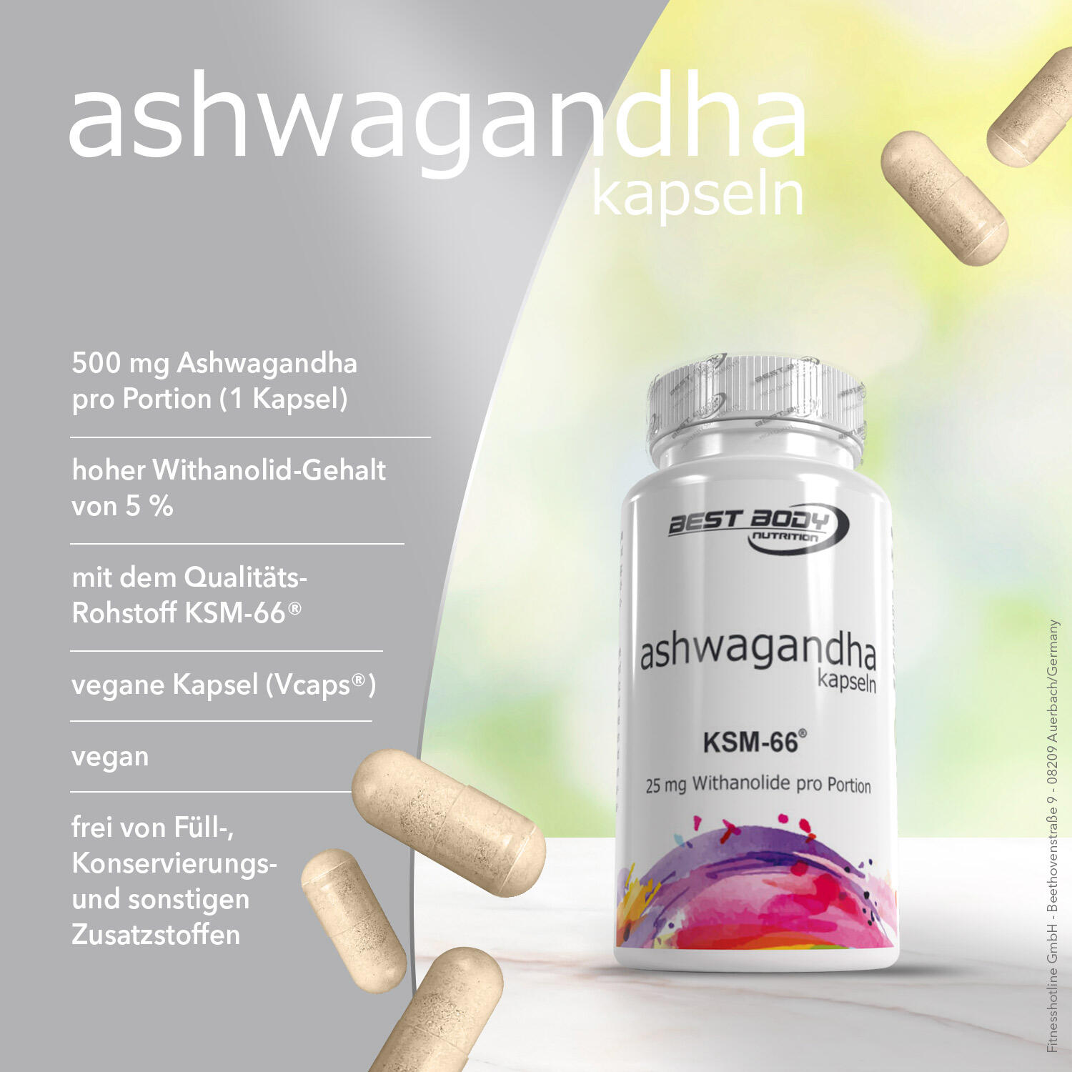 Best Body Nutrition Organic KSM-66 Ashwagandha (60 Caps) Unflavoured 2/4