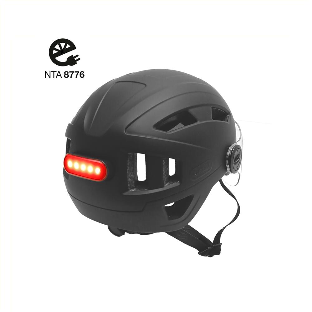 Kask Speed Pedelec z wizjerem – matowy czarny kask rowerowy 3/6