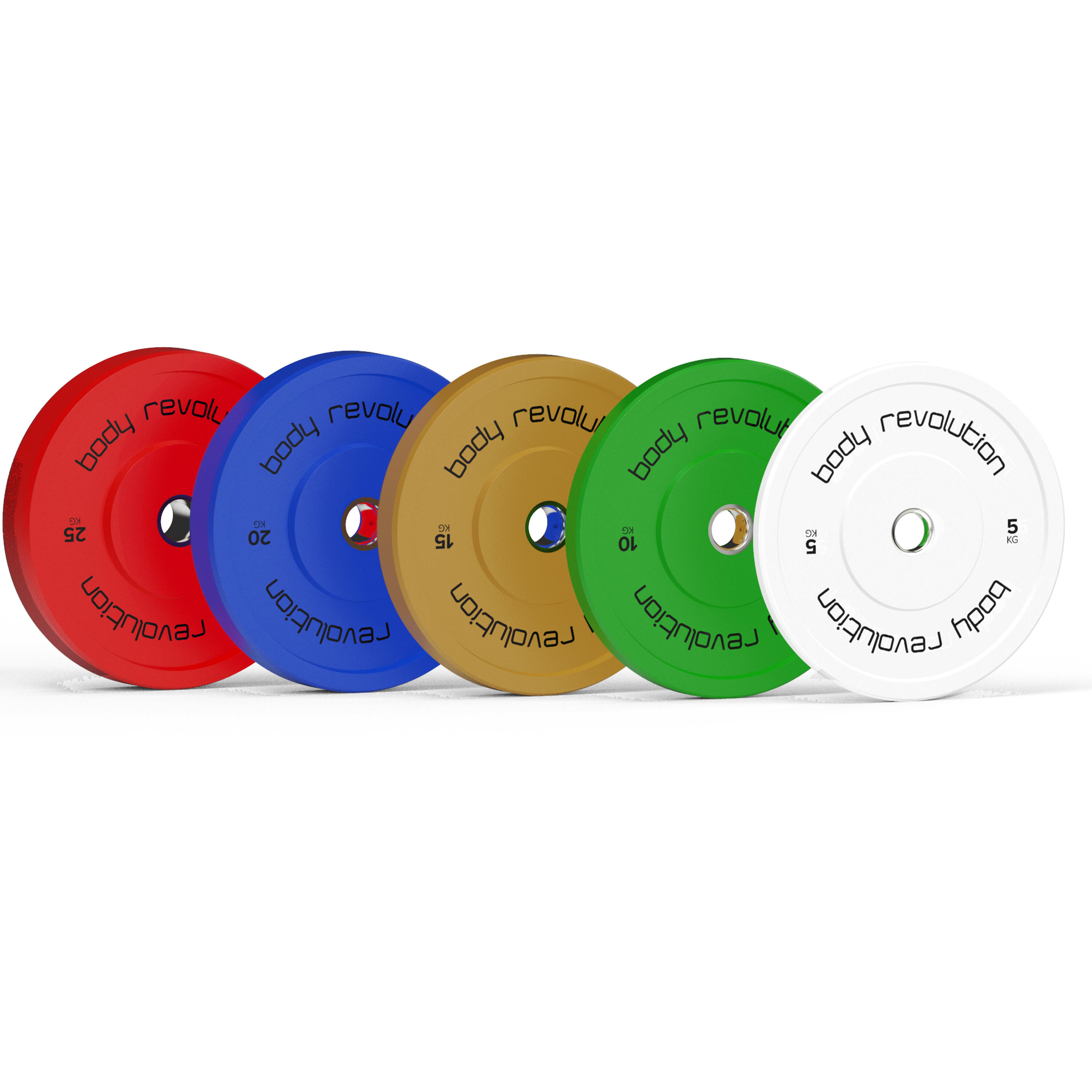 BODY REVOLUTION Olympic Bumper Plates - Colour Rubber Coated Weight Plates for 2inch Barbells