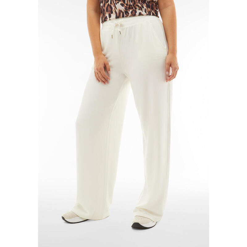 Pantalon palazzo en molleton de viscose avec coupe droite aux chevilles