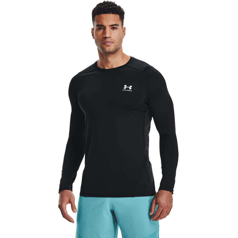 Sport felső Under Armour HeatGear Fitted Long Sleeve, Fekete, Férfiak