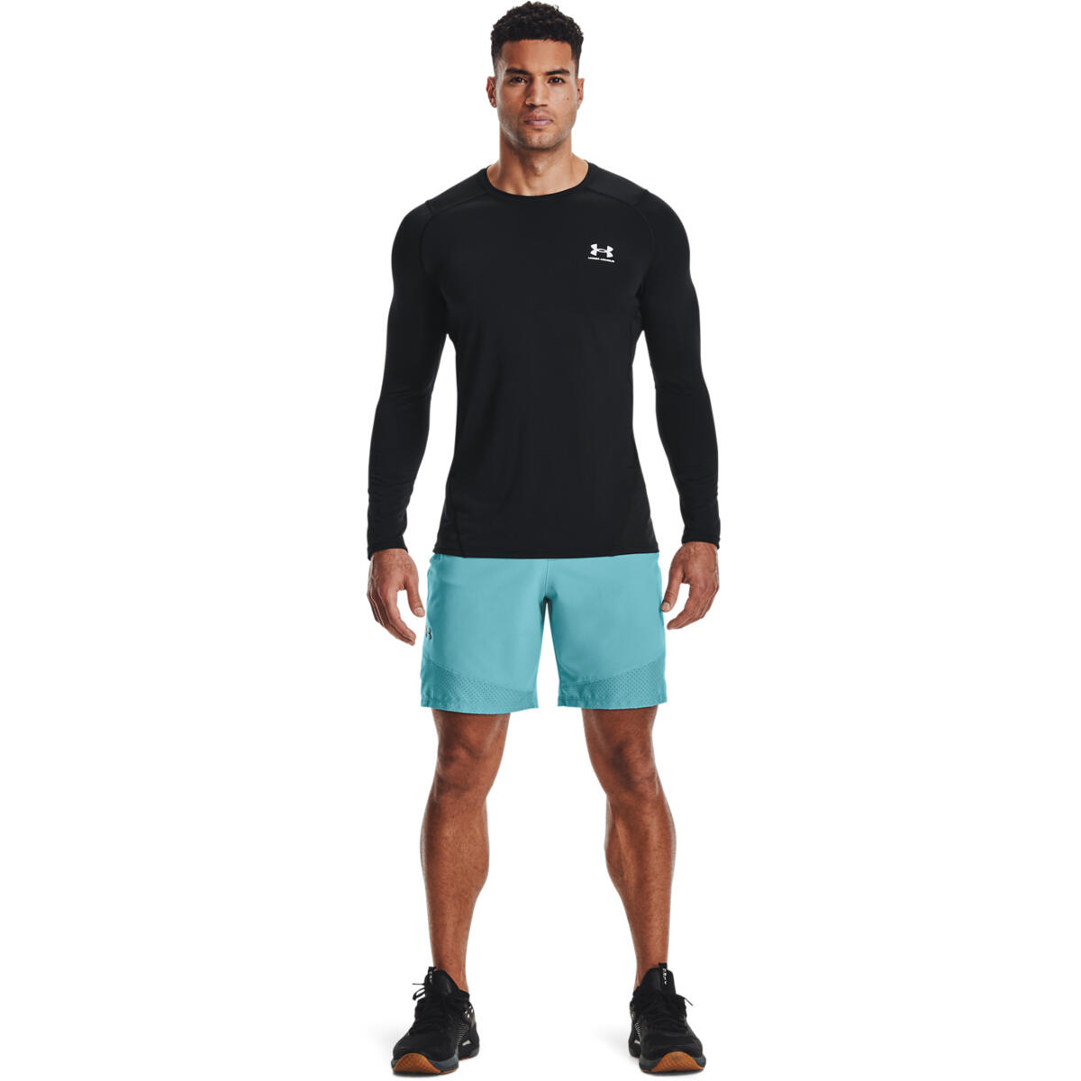 Bluse Under Armour HeatGear Fitted Long Sleeve, Schwarz, Herren 3/4