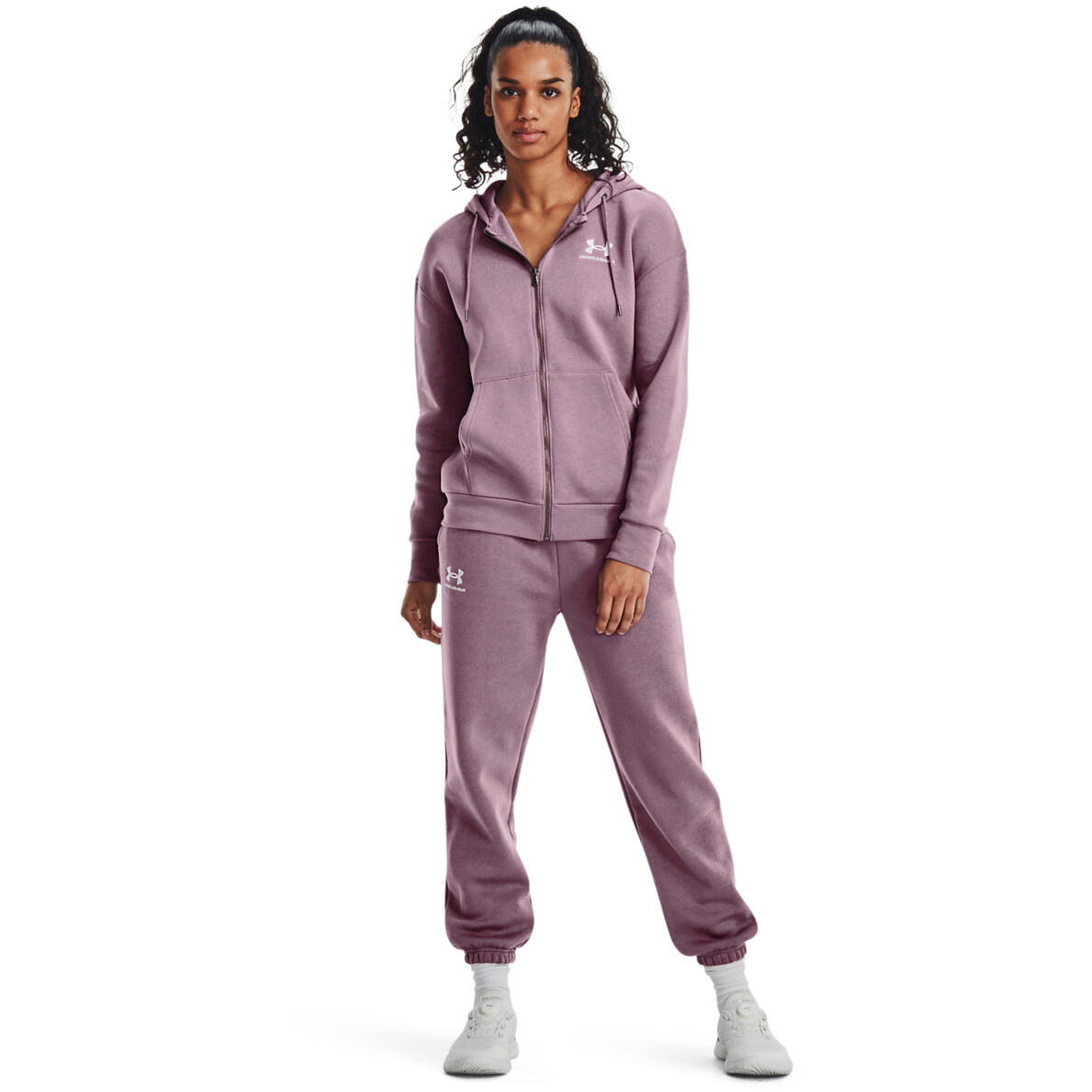 Hose Under Armour Essential Fleece Joggers, Lila, Damen 3/4