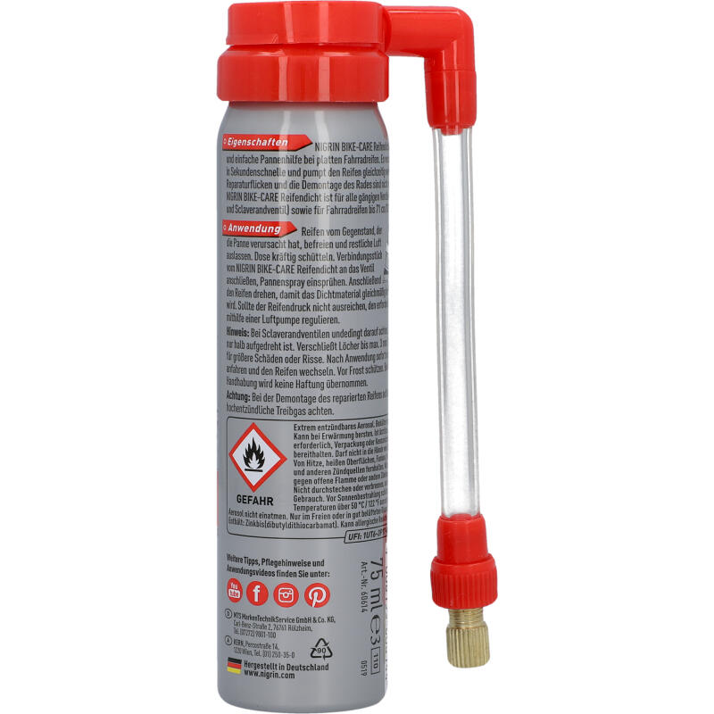Spray naprawczy pompujący dętki NIGRIN 75 ml