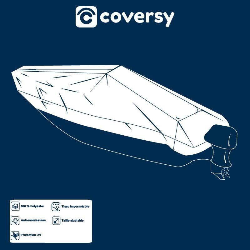 Housse bateau moteur - Bleu - COVERSY - pour bateau de 570 a 620 cm de long x 29