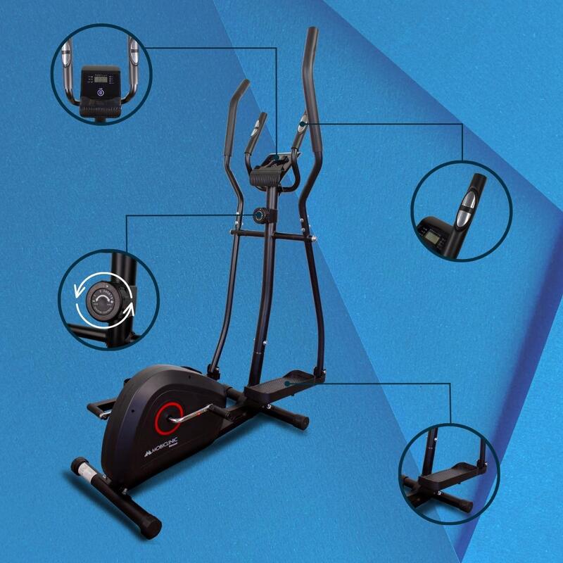 Bicicleta elíptica, 8 resistências, Tela LCD, Guiador ergonômico, Antiderrapante, Até 100 kg, ATLAS