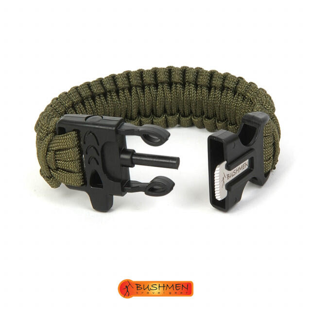 Bratara de supravietuire 3m din paracord Olive Bushmen