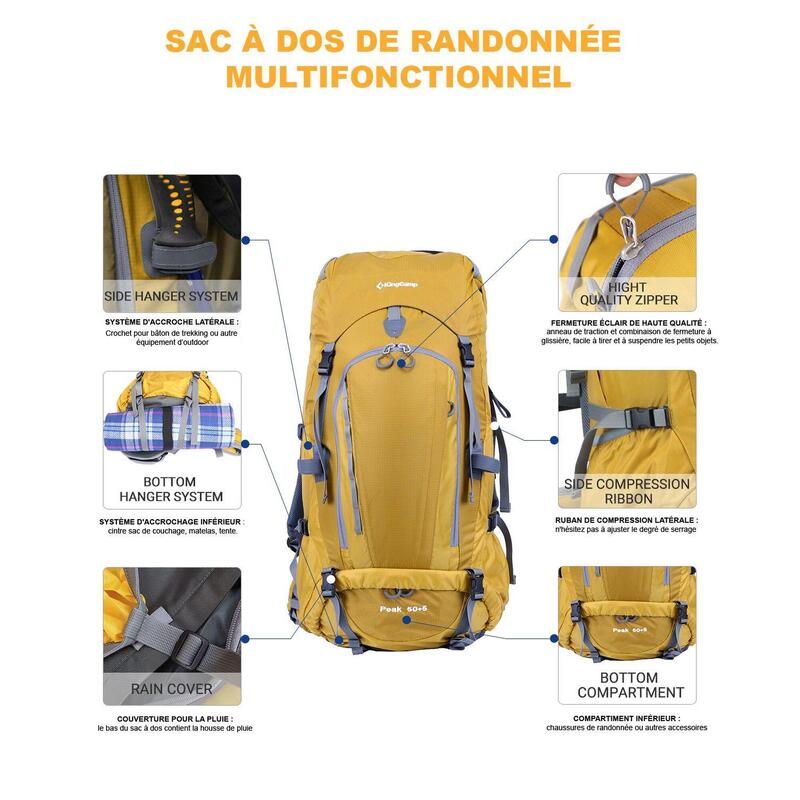 Sac à dos camping - 55 L