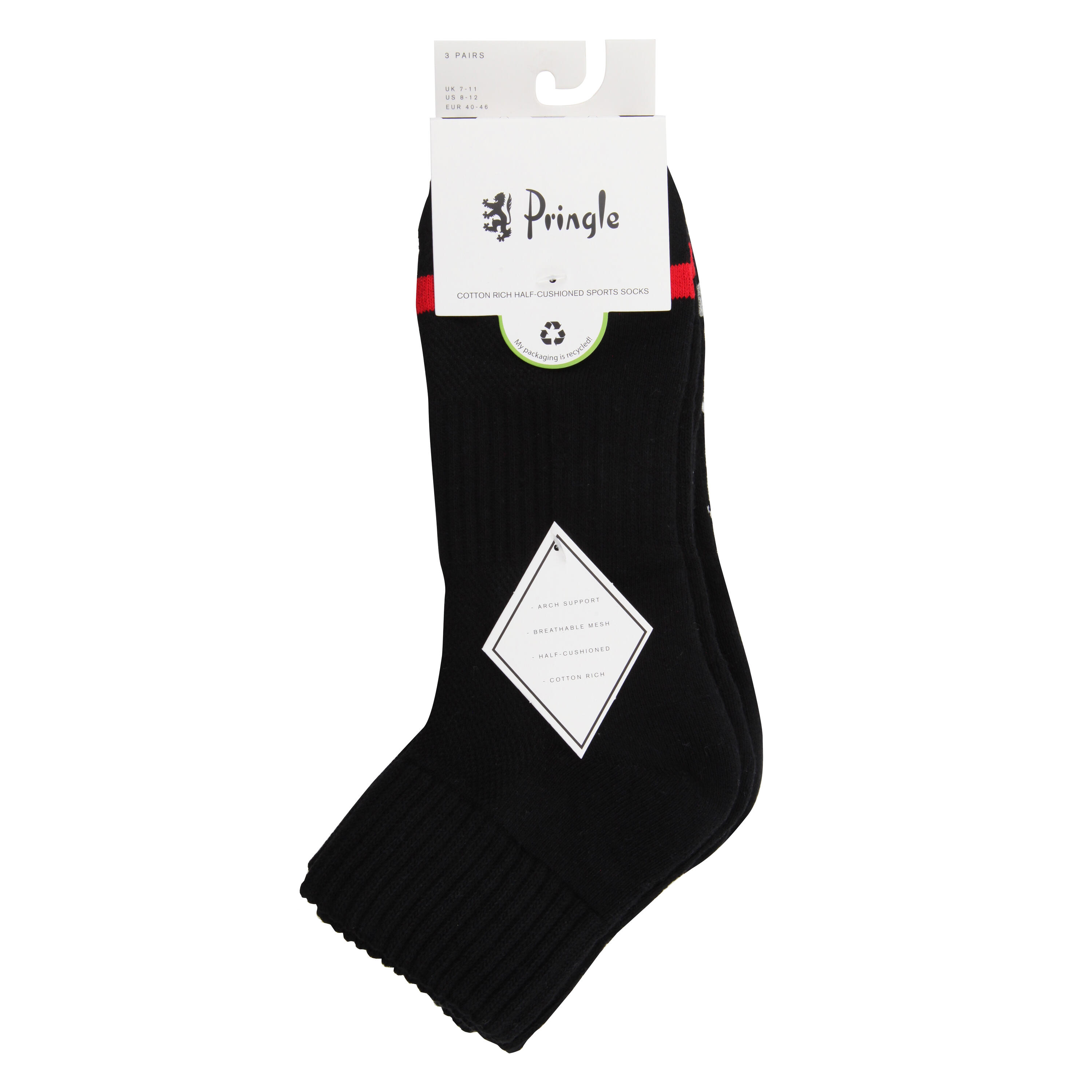 Mens Quarter Length Sports Socks with Half Cushioned Foot and Arch ...