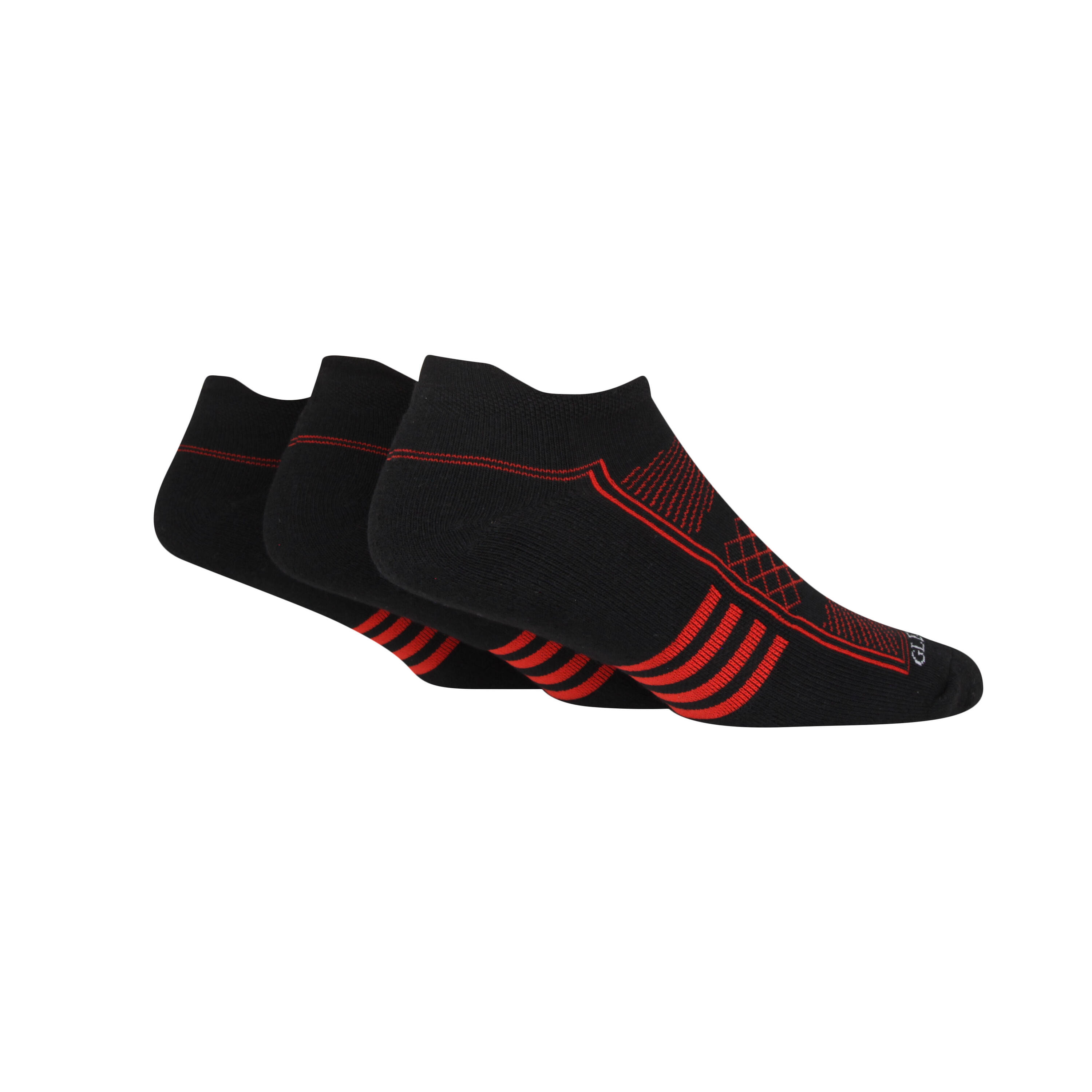 GLENMUIR 3pk trainer socks with half cushioning, arch support, breathable mesh & heel tab