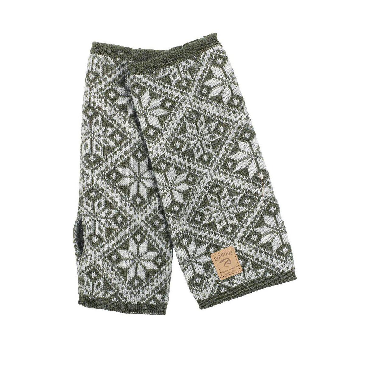 Gebreide handwarmer van wol Freya Loden Green - One Size - Donkergroen 1/4