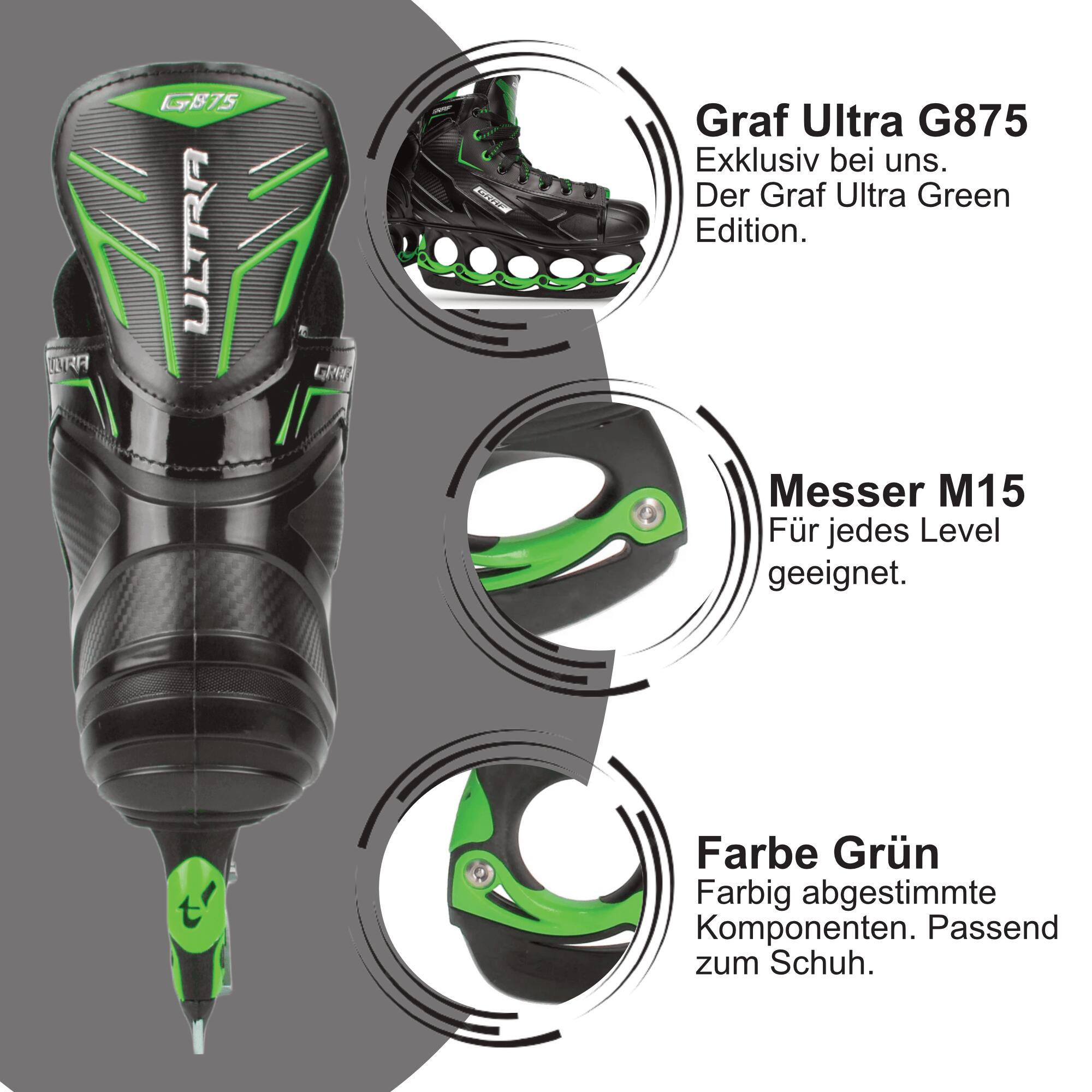 tblade Schlittschuhe Graf Ultra G875 Green Edition Ultraleicht mit t-blade Kufen 6/7