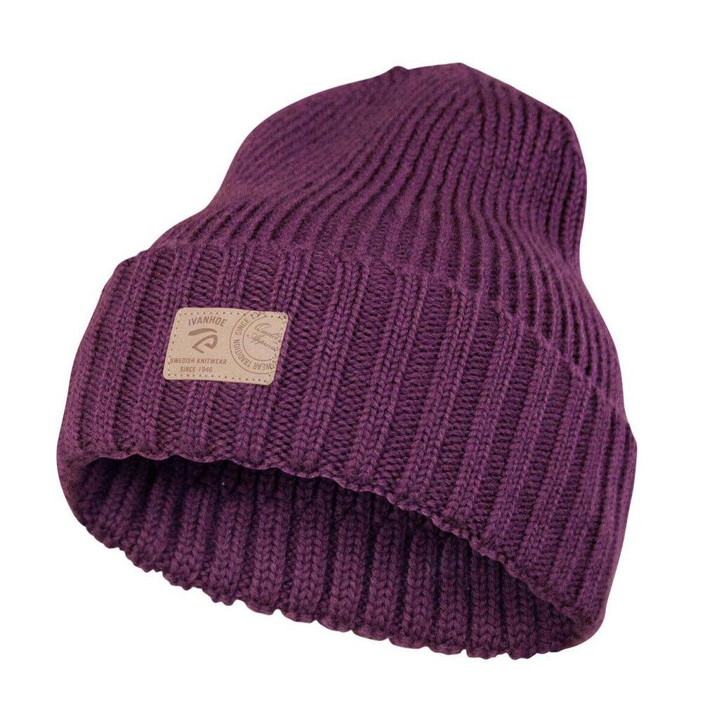 Rib Knitted Wool Beanie Ipsum Sparkling Grape - One Size - Purple