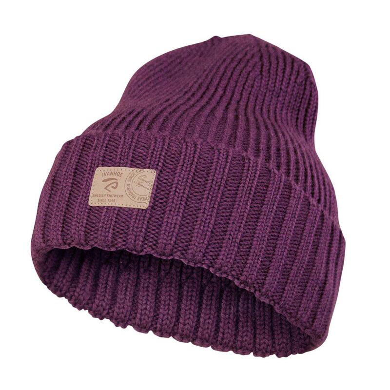 Bonnet tricoté côtelé en laine Ipsum Sparkling Grape - Taille Unique - Violet