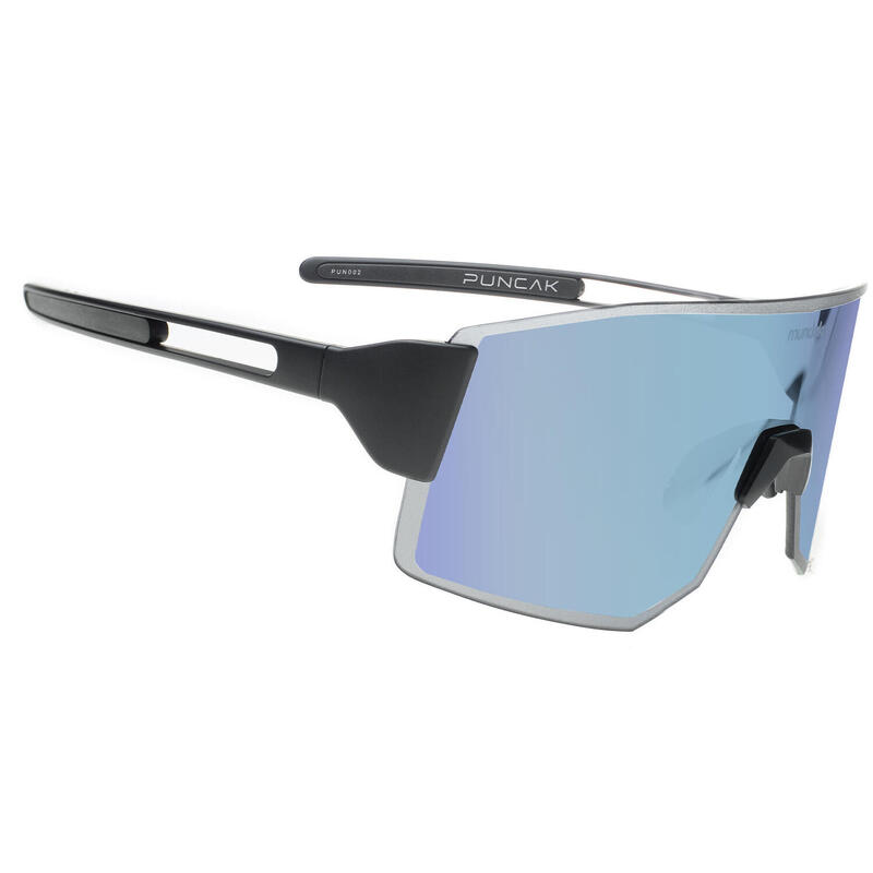 Lunettes de soleil de sport PUNCAK noir mat, CX BLEU ARGENT -cat.3- MUNDAKA