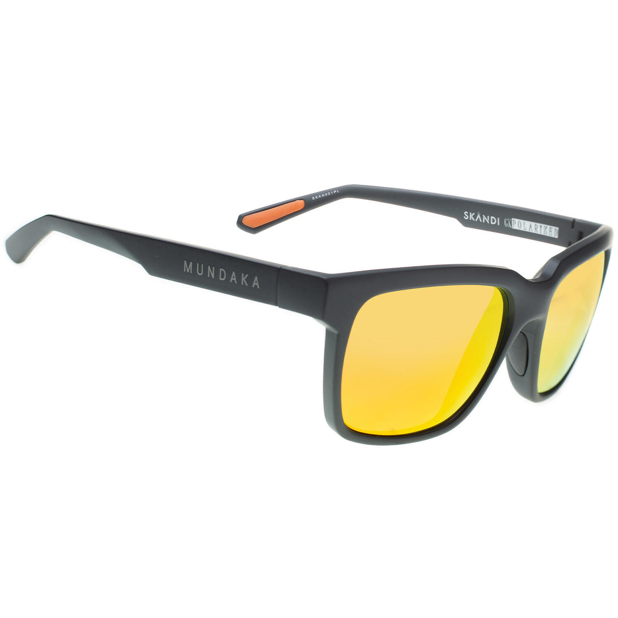 Mundaka - **lunettes De Soleil Skandi Noir Mat, Cx Polarisés Orange Cat.3 - Mundaka** - Lunettes De Soleil - Noir|orange - Taille Unique - Decathlon