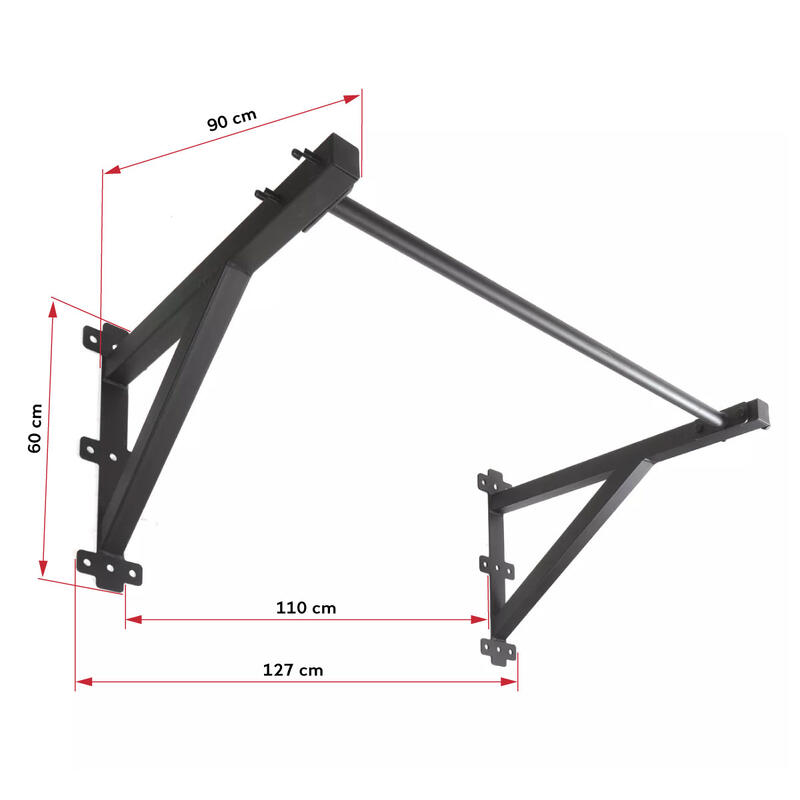 Barre de traction "Pull Up Bar" murale en métal 110cm + fixations