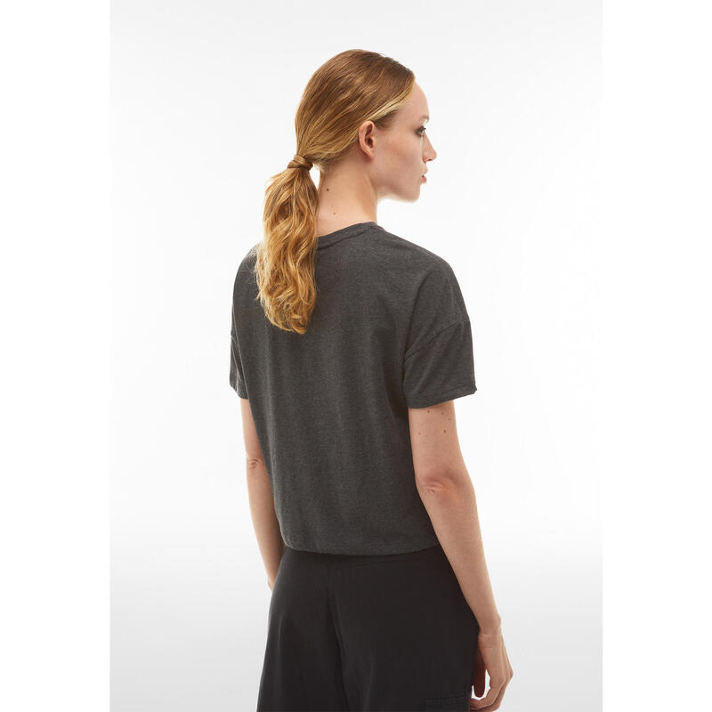 T-shirt mélange comfort fit corta con stampa a contrasto